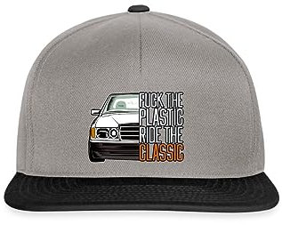 Spreadshirt Fuck The Plastic Ride The Classic Youngtimer Auto Fan Snapback Cap, One Size, Graphit/Schwarz