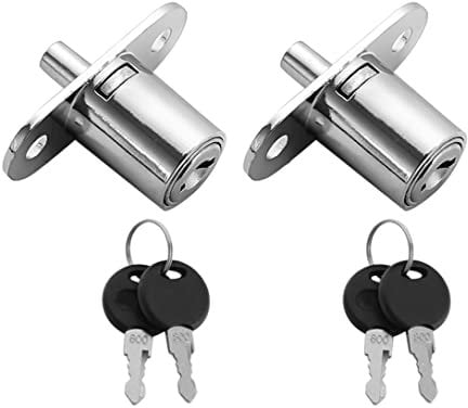 Paquete de 2 cerraduras de armario cilíndricas, cerradura de leva de cajón, cerradura de buzón de seguridad, llave W, llave diferente para archivos, armario, oficina, escritorio de computadora