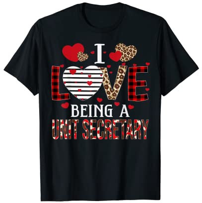 Ich liebe es, eine Einheit zu sein Sekretär Red Plaid Hearts Valentines T-Shirt