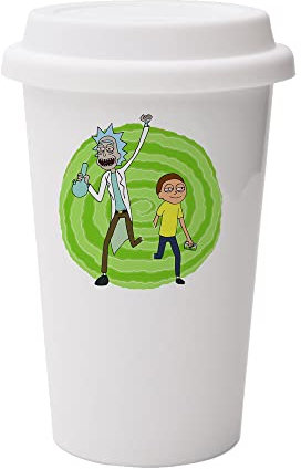 Giftme Theme Cartoon Character, Birthday, Christmas, Secret Santa 10oz Dual Wall Eco Insulated White Ceramic Travel Mug with White Lid.