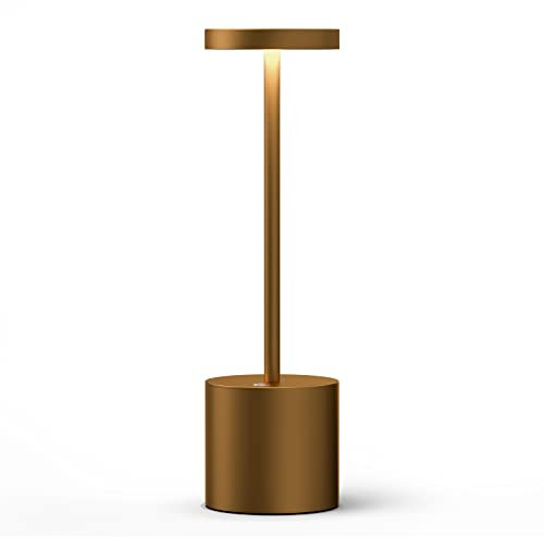 SLSMD Tischlampe Kabellos,Metall Aluminium Dimmbar LED Akku Tischleuchte,Tragbar USB Aufladbar Nachttischlampe, Geeignet für Indoor Outdoor Esszimmer Bar Terrasse (Titan)