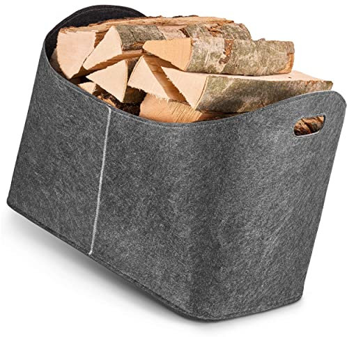 Balinco Kaminholzkorb Groß, Kaminholztasche Filz, Allzweckkorb, Einkaufskorb, Aufbewahrungskorb für Holz, Zeitungen, Bad, Spielzeug, Wäsche, Shopper