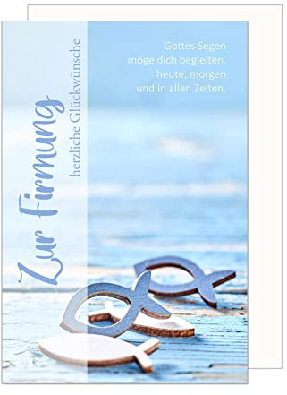Edition Seidel Premium Glückwunschkarte zur Firmung mit Umschlag. Karte mit Spruch Firmungskarte Grusskarte Fisch Meer Horizont Junge Mädchen (FI126 SW023)