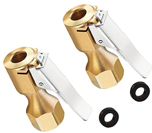 Asudaro Auto Messing Air Chuck, 2 Stück Autoventil Hebelstecker Adapter Locking Tire Air Chuck Adapter Reifenfüller Kompressor Pumpe Connect Universell für Auto-, Van- und LKW-Reifen 2St