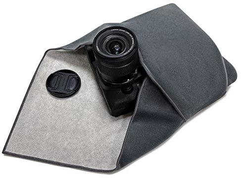 ComfortAce Einschlagtuch für Kamera als Schutzhülle für Fotoausrüstung im Rucksack, Tasche, Beutel etc. Passen für Vollformat DSLR, Objektiv, Stativ, Tablet-PC, etc. 45 x 45 cm,Grau