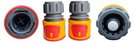SK INFINITY | Hozelock Conector AquaStop soft touch Water Stop Connector - 12.5mm - 15mm- Watertight, Non-slip, Ideal for the Start of the Hose-Yellow/Grey-Quick Connector (2- Pack)