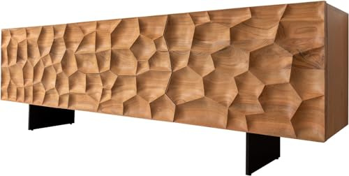DELIFE TV-Board Solu Akazie Natur 175 cm 2 Türen 2 Schübe Lowboard 3D-Front