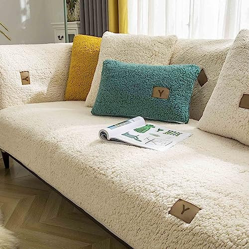 YWQJL Samt Sofabezug Sofaschoner rutschfest 1 2 3 4 Sitzer,l Form Sofaüberwurf,Sofa Überzug Ecksofa Pets Dog Couch Überzug Couch Überzug Sofa Überwurf (Beige, 70x150cm)