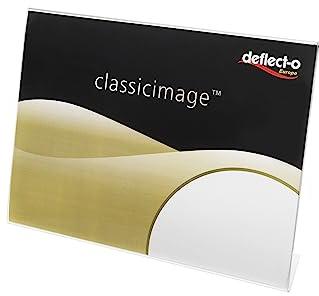 Deflecto A7 Landscape Slanted Sign Holder – Plastic Menu Display Stand – Leaflet & Poster Stands – Pack of 10