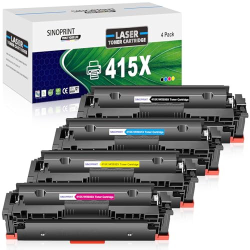 SINOPRINT 415X Mit Chip Kompatibel für HP 415X 415A Multipack für MFP M479fdw Toner Color Laserjet Pro M479dw M479fnw M479fdn M454dw M454dn M479 W2030A W2031A W2032A W2033A Schwarz Cyan Gelb Magenta