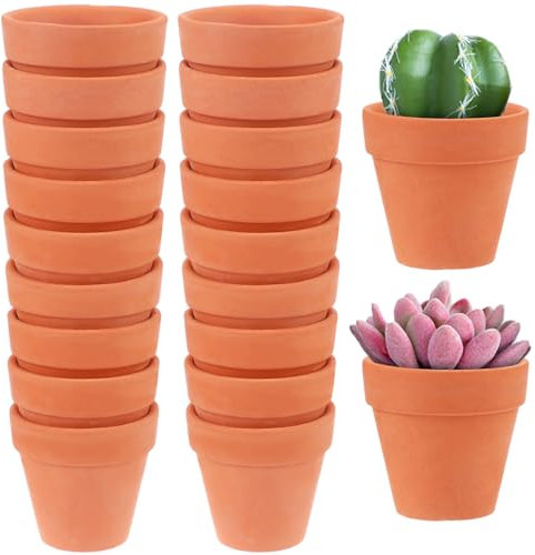 20 Pcs Mini Terracotta Pot Planter - 1.77 Inch Mini Clay Planter with Drainage Holes - Succulent Seeds Nursery Containers for Kids Adult Home Garden Office Desk