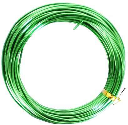 15.5 Metros de Alambre de Aluminio, Color Verde, 2mm de Espesor, Alambre para Escultura, Alambre Doblable de Metal para Esqueletos de Muñecas y Manualidades