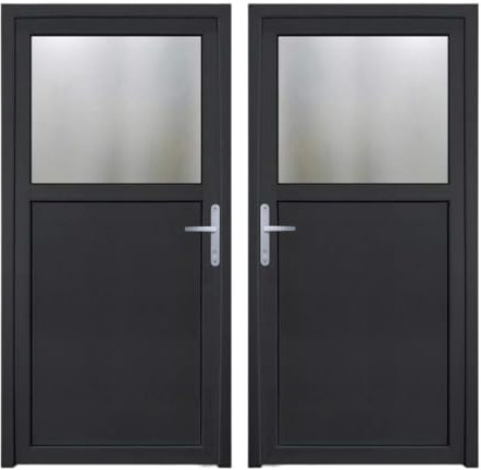 HORI® Kellertür Haustür aus Kunststoff Nebeneingangstür Komplettset Hauseingangstür weiß/anthrazit I Farbe: anthrazit (innen weiß) I DIN links I Modell: Türgriff I 200 x 88 cm