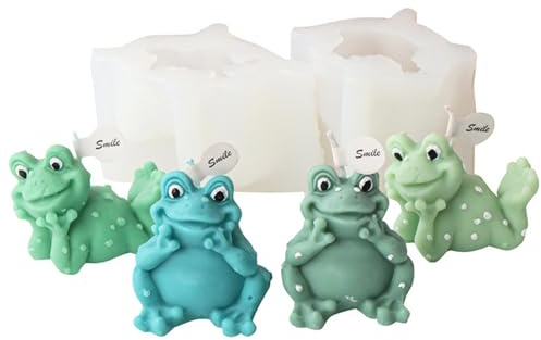 JS MOLD 3D Frosch Silikonform Kerzenform, 2 Stück Kerzen Gießen Formen, Tier Silikonform für DIY Aroma-Kerze, Kunsthandwerk, Heimdekoration