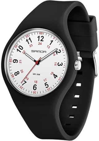 Forrader Analoge Unisex-Armbanduhr, wasserdicht, Sportuhren für Krankenschwestern, Mediziner, Damen, Herren, Studenten, leicht ablesbares Zifferblatt, Silikonarmband, Damenuhr
