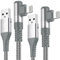 SWECENT Cable Cargador i phone 90 Grados[2M 2Pack] [MFi-Certificado] Cable i Phone Carga Rápida Nylon Trenzado Cable Ligtning Compatible con i phone 14 13 12 11 Pro XS MAX XR X 8 Plus 7Plus 6S-plata