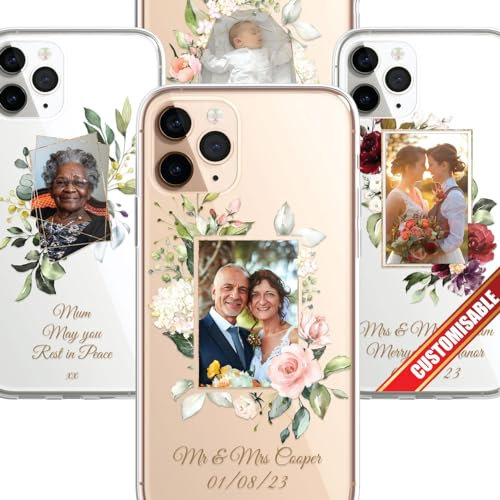 SmartGiftShop Personalised Custom Photo Phone Case Portrait Wedding Family Occasion Birth Custom Picture CLEAR Silicone Cover for iPhone 11 12 13 14 15 16 Ranges - CUSTOMISE ONLINE