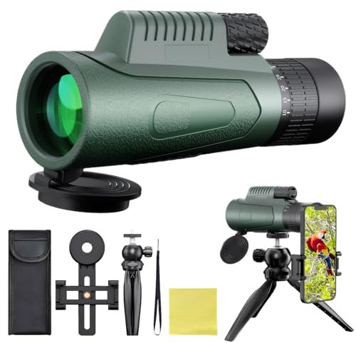 GOHHME 10-30 X 50 Monocular Telescope Monoculars for Adults BAK4 Prism Multi-coated with Smartphone Holder Tripod Waterproof Monocular for Bird Watching Hiking Hunting Camping Match Watching
