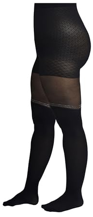 Druckfreier Wohlfühlbund, Baumwollzwickel, Flache Naht, Weiche Zehennaht, Leicht verstärkte Zehen, Transparente Strumpfhosen, Modisches Muster, Overknee, Curvy, große Größen, Strumpfhose für kurvige