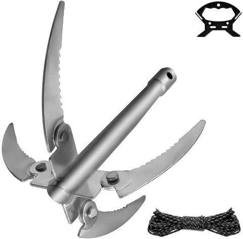 MYLERCT Ancre Bateau, Petite Ancre de Bateau avec Corde 10 m et Poignée Assortie, Peut Être Utilisé pour Petits Bateaux et Activités Pêche pour Manipuler Plantes Aquatiques