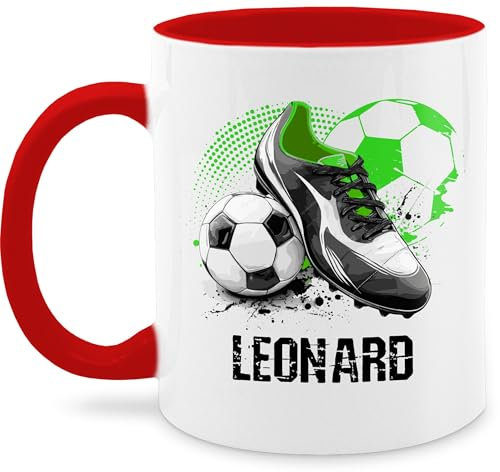 Tasse Tassen 325ml - Personalisiertes Fußballgeschenk mit Namen | Geschenke für Fußballfans | Weihnachtsgeschenke Fußball - 325 ml - Rot - fussballgeschenke junge fussballtasse fussball