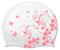 Badekappe Damen, Silikon Schwimmkappe, Badekappe Damen Lange Haare, Badehaube Wasserdicht (Blume, Rosa)