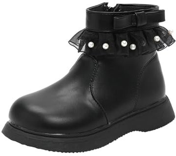 Stivali invernali da ragazza, da principesse, eleganti scarpe da giardino, da donna, invernali, per bambini, antiscivolo, suola morbida, scarpe invernali da ragazza, taglia 26-36, Nero , 31