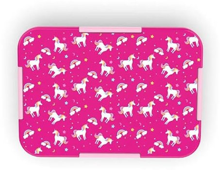 Generisch Kinder Brotdose Einhorn Regenbogen Rosa – Bento Lunchbox mit 3 Fächern, auslaufsicher & BPA-frei – Mikrowellen- & Spülmaschinengeeignet – Pausenbox für Kita & Schule, 1120 ml