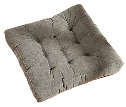 MZSKLW Cord-Sitzkissen, quadratisch, weich, dick, Yoga, Meditationskissen, Pouf, getufteter Kordsamt, Tatami-Bodenkissen für Zuhause, Büro, Garten (Cord, Hellgrau, 53 x 53 cm)