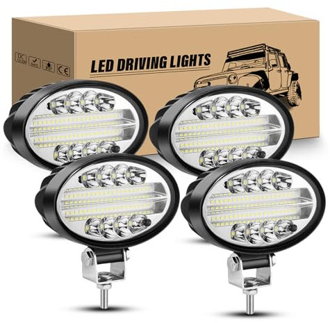 RIGIDON 4 x Phare de Travail LED Ovale, 5.5 Pouces 20W 12V 24V Feux de Travail Projecteur LED Voiture, Lampe de Travail LED pour 4x4 Offroad Camion SUV ATV Tracteur Bateau, feu antibrouillard