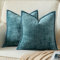Yaertun 2er Set Kissenbezug Seenblau 50x50cm Chenille Kissenbezüge Kissenhülle Dekokissenbezug sofakissen dekokissen deko Samtrückseite für Sofa Schlafzimmer Wohnzimmer Weiche Gemütliche