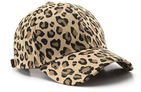 fdsmall Leopard Muster Baseball Hut für Frauen Verstellbarer Vater Hut unkonstruierte einfache Cap Outdoor Sonnenschirm Spitzenmütze (DE/NL/SE/PL, Alphanumerisch, Einheitsgröße, Braun)