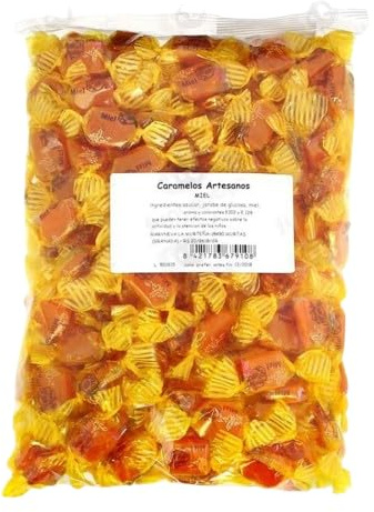 Caramelos Artesanales - Caramelos Envasados Paredes - Caramelos 1 kg - Caramelos fiestas, celebraciones. (Miel)