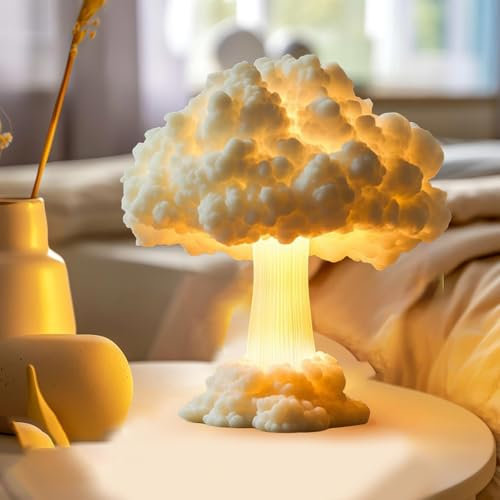 Rubu22a 3D Nuclear Blast Pilzwolke Nachtlicht Pilz Wolke Atombombe Tischlampe Nuklear Nachttischlampe Explosion Bombe Lampe Atmosphäre für Neuheit Dekoration (A)