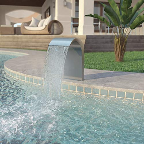 HUAKEHOM Pool-Wasserfall Schwalldusche Wasserschwall Schwimmbad Poolfontäne Garten Wasserfontäne Wasserspiel Schwallbrause Schwimmbecken Pool Fontäne mit Zubehör Edelstahl 45x30x65 cm Silbern
