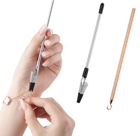 Vnsuyo 2 Pcs Bracelet Helper Tool ，Portable Bracelet Helper Easy to Put on Yourself，Fastener Helper Tool with Hook for Jewelry Clasps ，Made of Metal