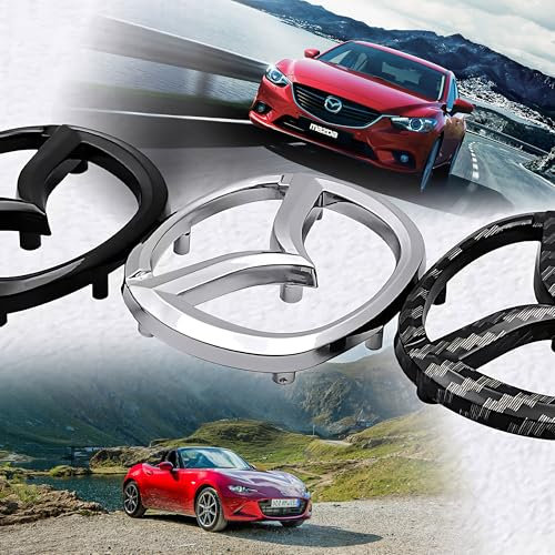 Durable Autoembleme kompatibel mit dem Mazda CX-50 2022-2025 - Vorne, Hinten, Lenkrademblem | schwarz, Silber, Carbonfaser | Snap-On & Klebend | Langlebiger ABS-Kunststoff