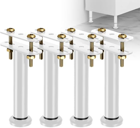 EUBSWA Bettbeine Höhenverstellbar 25-42cm, Robuste Mittlere Stützbeine Stützfuss des Bettrahmens für Mittelbalken, Lattenrost-Verstärkungsset für Betten, 4 Stück