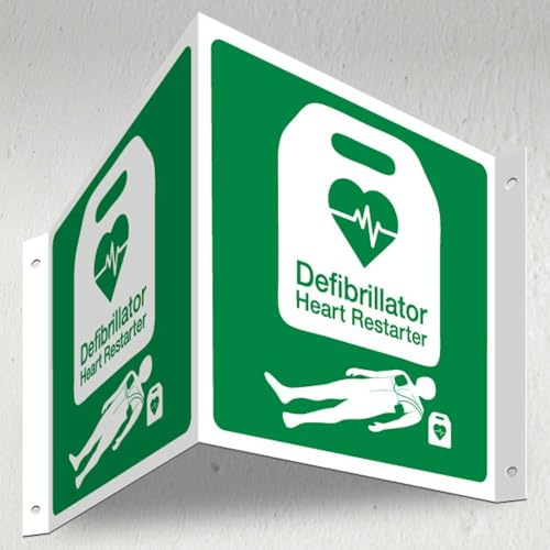 V Safety Defibrillator Heart Resarter – 3D-Korridorschild, 340 x 150 mm, 3 mm, für den Innenbereich
