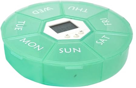 Tablettendose | 7-Fach Tablettenbox Mit Timer-Funktion | Medikamentenbehälter Mit Erinnerungstaschen Für Morgens Mittags Unterwegs Arbeit Zuhause Draußen