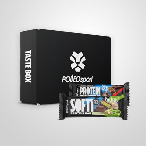 Polleo Protein Bar Sample Box - Probierbox mit 7 verschiedenen Protein Riegeln | Weniger Zucker, viel Protein | Snack Dich Stark für Fitness, Sport & gesunden Lifestyle