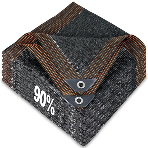 90% Sonnensegel mit Ösen Outdoor Schwarz Baldachin Reißfest Winddicht Vorhang für Terrasse Garten Fechten Camping (2x10m)