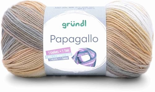 Gründl Wolle Papagallo Farbverlaufsgarn 1 Knäuel 100 g, Olive-beige | Weiche Wolle mit Farbverlauf zum Häkeln und Stricken - Farbverlaufsgarn - 100 % Polyacryl - 100g/360m - Nadelstärke 3,5-4,5