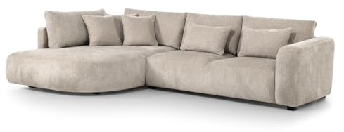 MW EURO-MEBLE Ecksofa Jacobs L - Wohnlandschaft, Polstersofa, Polstercouch (Linke Seite: Beige: Tresor 32)