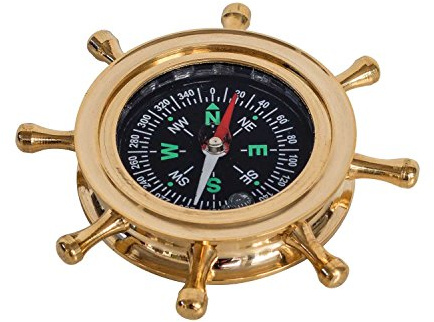 aubaho Kompass Steuerrad Maritim Dekoration Navigation Messing Antik-Stil