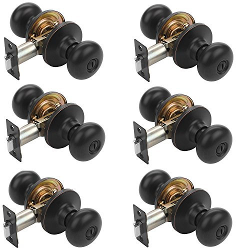 Dynasty Hardware TAH-30-12P Tahoe Privacy Door Knob, Door Locks Internal, Aged Oil Rubbed Bronze, Contractor Pack (6 Pack)