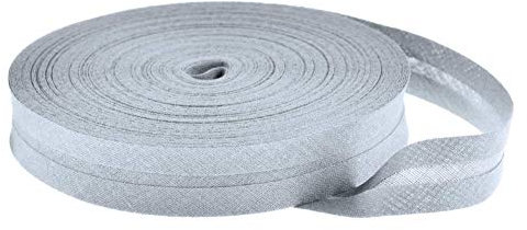 25m Baumwoll-Schrägband uni 20mm breit gefalzt Einfassband 50 Farben wählbar, Farbe:signalgrau