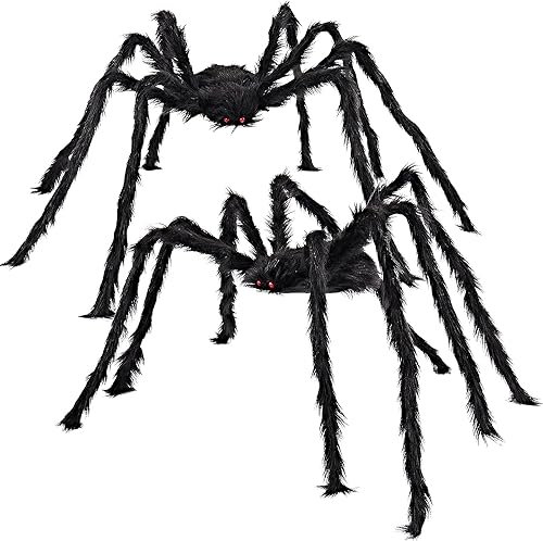 JOYIN 2 Stück Haarige Spinne 60'/160cm Halloween Spider Horror Gruselige Dekoration für Halloween und Spukhäuser Party Deko Groß für Indoor Outdoor Garten
