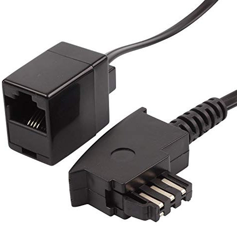 ecabo Analog Splitter/Adapter – Telefonkabel/Netzwerkkabel – TAE F auf RJ45 – Wester-Stecker/Buchse – 4-adrig – für Router, Modem, Fax, Telefon, Fritzbox – schwarz – 0,2m
