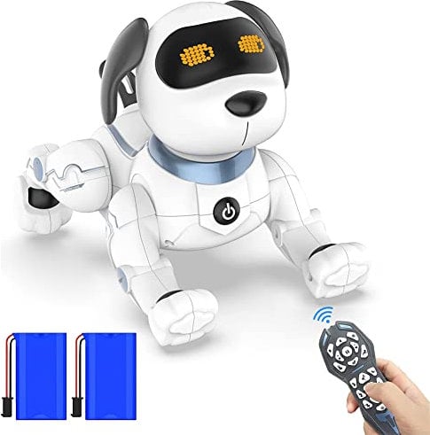 okk Perro Robot, Inteligente Robot Perro Juguete, Juguete para Perros con Control Remoto, Interactivos Juguetes Robot para Niños Niñas, Power Puppy Perro Robot de Juguete